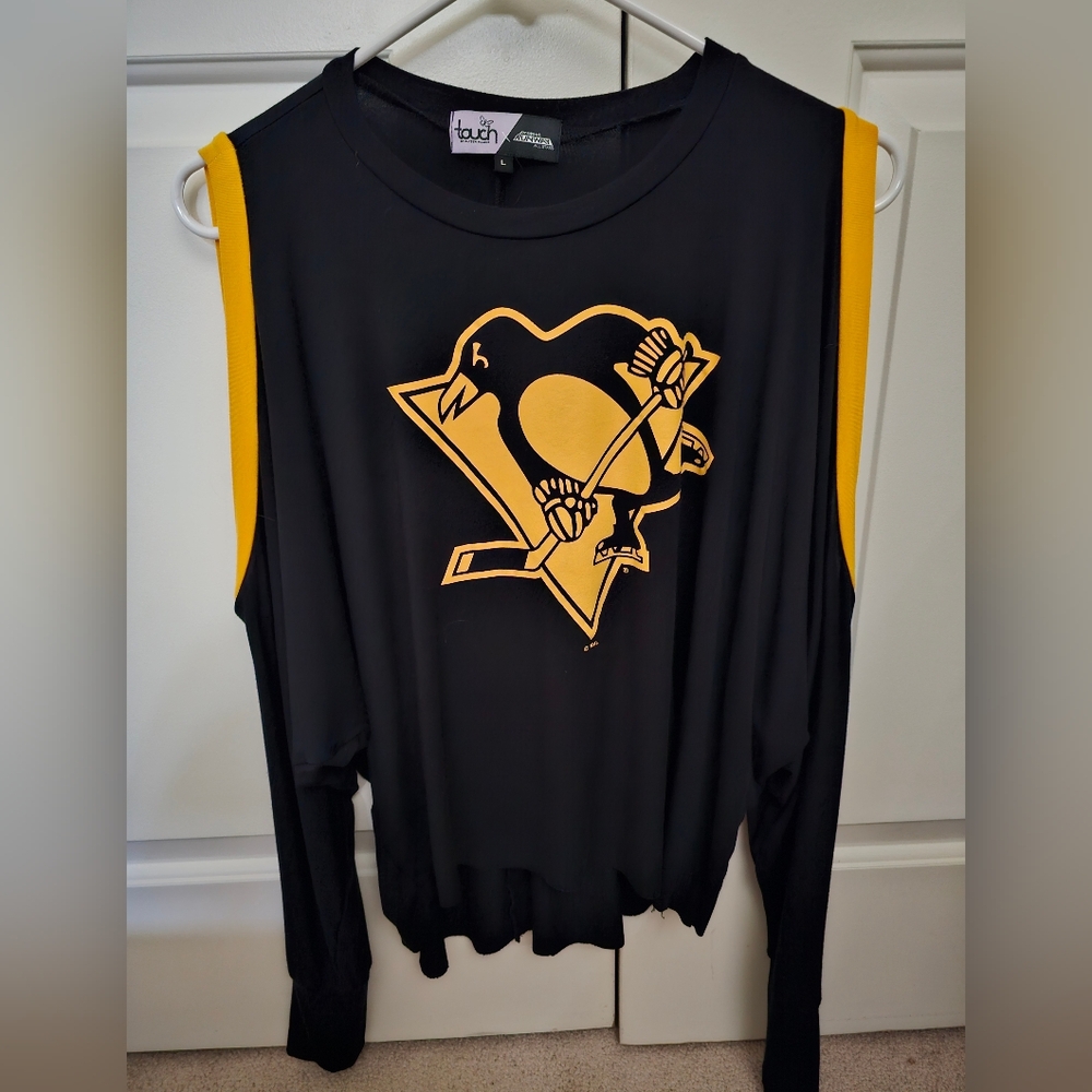 Pittsburgh Penguin BatWing Cold Shoulder Shirt